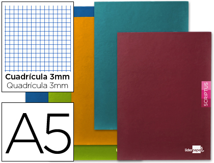 [LB16] LIBRETA LIDERPAPEL SCRIPTUS A5 PLUS 48 HOJ. 90G/M2 CUADRO 3MMCON MARGEN
