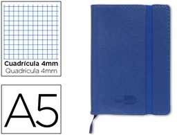 [LB39] LIBRETA LIDERPAPEL SIMIL PIEL A5 120 HOJAS 70G/M2 CUADRO 4MM SIN MARGEN AZUL