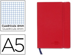 [LB41] LIBRETA LIDERPAPEL SIMIL PIEL A5 120 HOJAS 70G/M2 CUADRO 4MM SIN MARGEN ROJO