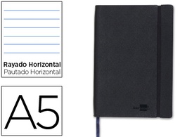 [LB44] LIBRETA LIDERPAPEL SIMIL PIEL A5 120 HOJAS 70G/M2 HORIZONTAL SIN MARGEN NEGRO