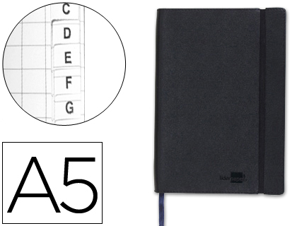 [LB47] LIBRETA INDICE LIDERPAPEL SIMILPIEL A5 120 HOJAS 70G/M2 COLOR NEGRO