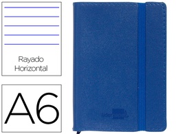 [LD05] LIBRETA LIDERPAPEL SIMIL PIEL A6 120 HOJAS 70G/M2 HORIZONTAL SIN MARGEN AZUL