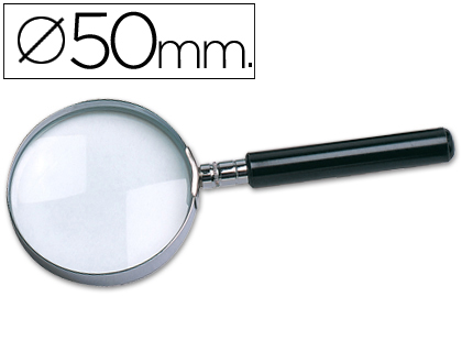 [KF17307] LUPA Q-CONNECT CRISTAL ARO METALICO MANGO PLASTICO NEGRO 50 MM