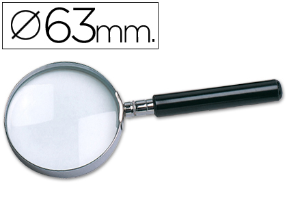 [KF17308] LUPA Q-CONNECT CRISTAL ARO METALICO MANGO PLASTICO NEGRO 60 MM