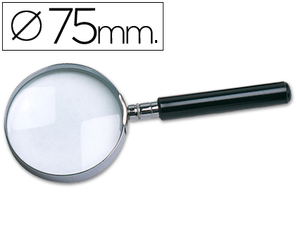 [KF17309] LUPA Q-CONNECT CRISTAL ARO METALICO MANGO PLASTICO NEGRO 75 MM