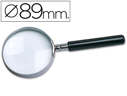 [KF17310] LUPA Q-CONNECT CRISTAL ARO METALICO MANGO PLASTICO NEGRO 90 MM