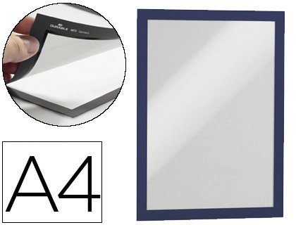 [4872-07] MARCO PORTA ANUNCIOS DURABLE MAGNETICO DIN A4 DORSO ADHESIVO REMOVIBLE COLOR AZUL PACK DE 2 UNIDADES