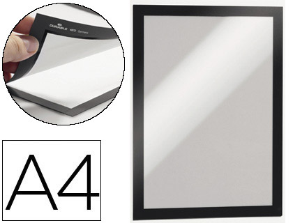 [4872-01] MARCO PORTA ANUNCIOS DURABLE MAGNETICO DIN A4 DORSO ADHESIVO REMOVIBLE COLOR NEGRO PACK DE 2 UNIDADES