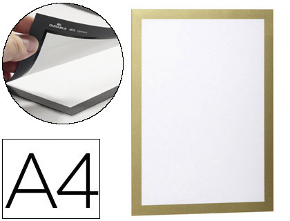 [4872-30] MARCO PORTA ANUNCIOS DURABLE MAGNETICO DIN A4 DORSO ADHESIVO REMOVIBLE COLOR ORO PACK DE 2 UNIDADES
