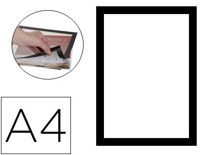 [KF22366] MARCO PORTA ANUNCIOS Q-CONNECT MAGNETO DIN A4 DORSO ADHESIVO REMOVIBLE COLOR NEGRO PACK DE 2 UNIDADES