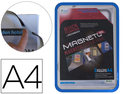 [195031] MARCO PORTA ANUNCIOS TARIFOLD MAGNETO DIN A4 CON 4 BANDAS MAGNETICAS EN EL DORSO COLOR AZUL PACK DE 2 UNIDADES