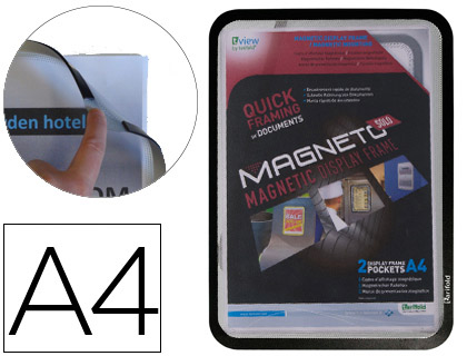 [195037] MARCO PORTA ANUNCIOS TARIFOLD MAGNETO DIN A4 CON 4 BANDAS MAGNETICAS EN EL DORSO COLOR NEGRO PACK DE 2 UNIDADES