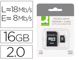 [KF16012] MEMORIA SD MICRO Q-CONNECT FLASH 16 GB CLASE 6 CON ADAPTADOR