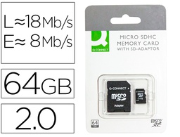 [KF16128] MEMORIA SD MICRO Q-CONNECT FLASH 64 GB CLASE 10 CON ADAPTADOR