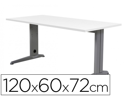 [2000AC04] MESA DE OFICINA ROCADA METAL 2000AC04 ALUMINIO /BLANCO 120X60 CM