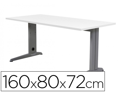 [2002AC04] MESA DE OFICINA ROCADA METAL 2002AC04 ALUMINIO /BLANCO 160X80 CM
