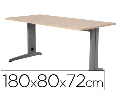 [2003AC01] MESA DE OFICINA ROCADA METAL 2003AC01 ALUMINIO /HAYA 180X80 CM
