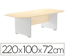 [3003AN01V24] MESA DE REUNION ROCADA MEETING 3003AN01 ESTRUCTURA MADERA GRIS ALUMINIO TABLERO MADERA HAYA 220X100X72 CM