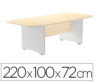 [3003AB04] MESA DE REUNION ROCADA MEETING 3003AB04 ESTRUCTURA MADERA GRIS ALUMINIO TABLERO MADERA BLANCO 220X100X72 CM