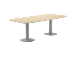[3003AT04] MESA DE REUNION ROCADA MEETING 3003AT04 ESTRUCTURA COLUMNA DOBLE ACERO GRIS TABLERO MADERA BLANCO