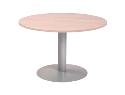 [3006AT04] MESA DE REUNION ROCADA MEETING 3006AT04 ESTRUCTURA COLUMNA ACERO GRIS TABLERO MADERA BLANCO 120 CM DIAMETRO