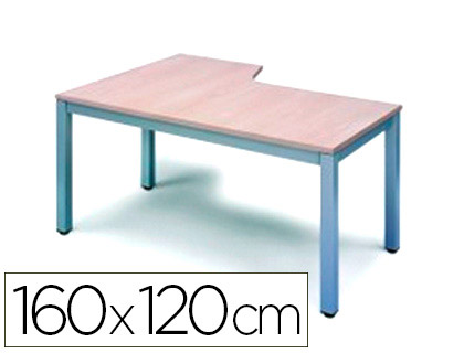 [2051AD04] MESA OFICINA ROCADA SERIE EXECUTIVE FORMA EN L DERECHA 160X120 CM ACABADO AD04 ALUMINIO/BLANCO