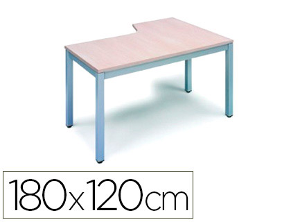 [2054AD02] MESA ROCADA SERIE EXECUTIVE 180X120 CM IZQUIERDA ACABADO AD02 ALUMINIO/GRIS