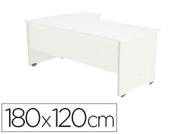 [WORK 2052AW04] MESA ROCADA SERIE WORK 180X120 CM DERECHA ACABADO AW04 BLANCO/BLANCO