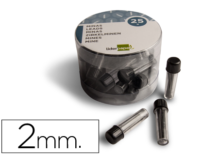 [ML01] MINAS LIDERPAPEL GRAFITO 2 MM PARA COMPAS TUBO DE 3 MINAS