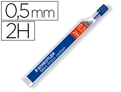 [250 05-2H] MINAS STAEDTLER MARS MICRO GRAFITO 0,5 MM 2H TUBO CON 12 UNIDADES