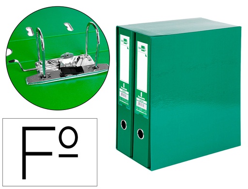 [MD47] MODULO LIDERPAPEL 2 ARCHIVADORES FOLIO 2 ANILLAS MECANISMO DE PALANCA 75MM VERDE