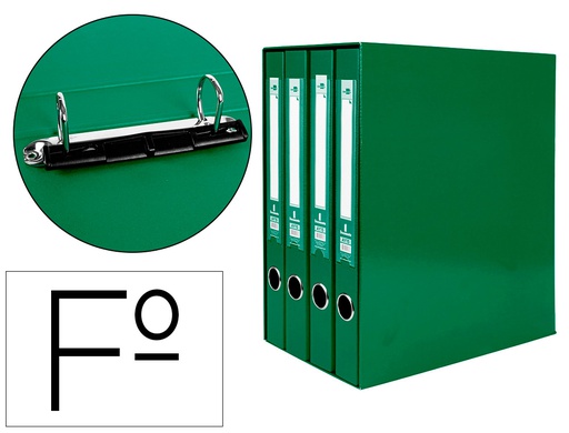 [MD44] MODULO LIDERPAPEL 4 ARCHIVADORES FOLIO 2 ANILLAS MIXTAS 25MM VERDE