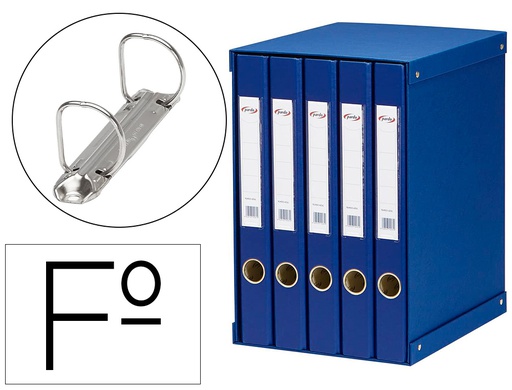[924503] MODULO PARDO 5 ARCHIVADORES DE PALANCA FOLIO 2 ANILLAS 25 MM AZUL 350X230X300 MM