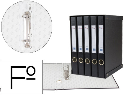 [924501] MODULO PARDO 5 ARCHIVADORES DE PALANCA FOLIO 2 ANILLAS DE 25 MM NEGRO 350X230X300 MM