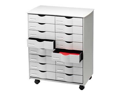 [DT162.02] MUEBLE AUXILIAR PAPERFLOW PARA OFICINA NEGRO 16 CAJONES EN 2 COLUMNAS GRIS5X382 71,5X58X34,3 CM