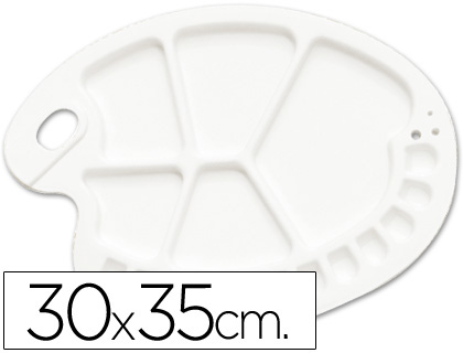 [A15412] PALETA PLASTICO LIDERCOLOR OVALADA 17 HUECOS DIESTROS 30X35 CM
