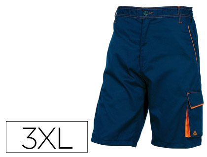 [M1BE2BM3X] PANTALON DE TRABAJO DELTAPLUS BERMUDA CINTA AJUSTABLE 5 BOLSILLOS COLOR AZUL NARANJATALLA 3XL