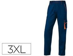 [M6PANBM-3X] PANTALON DE TRABAJO DELTAPLUS CINTURA AJUSTABLE 5 BOLSILLOS COLOR AZUL NARANJA TALLA 3XL