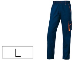 [M6PANBMGT] PANTALON DE TRABAJO DELTAPLUS CINTURA AJUSTABLE 5 BOLSILLOS COLOR AZUL NARANJA TALLA L