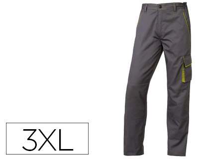 [M1PA2GV3X/3XL (M6PANGR3X)] PANTALON DE TRABAJO DELTAPLUS CINTURA AJUSTABLE 5 BOLSILLOS COLOR GRIS VERDE TALLA 3XL