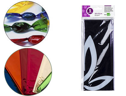 [CL13] PAPEL CELOFAN LIDERPAPEL 50X70 CM 22G/M2 BOLSA DE 5 HOJAS VIOLETA