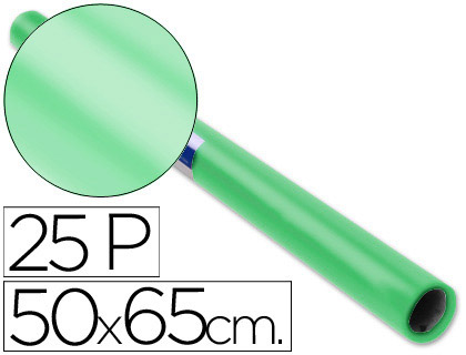 [12935] PAPEL CHAROL VERDE PALIDO ROLLO 25 HOJAS DE 50X65 CM