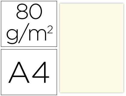 [PC50] PAPEL COLOR LIDERPAPEL A4 80GR CREMA PAQUETE DE 100 HOJAS