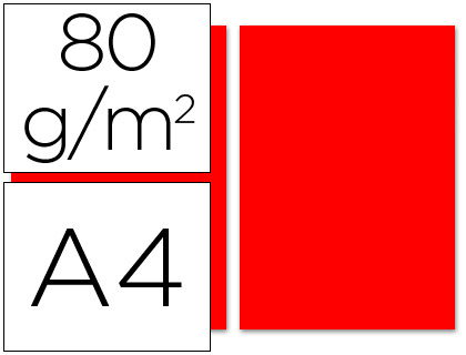 [PC58] PAPEL COLOR LIDERPAPEL A4 80GR ROJO PAQUETE DE 100 HOJAS