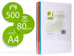 [KF02243] PAPEL COLOR Q-CONNECT DIN A4 80 GR 5 COLORES SURTIDOS INTENSOS PAQUETE DE 500 HOJAS