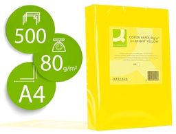 [KF01426] PAPEL COLOR Q-CONNECT DIN A4 80GR AMARILLO INTENSO PAQUETE DE 500 HOJAS