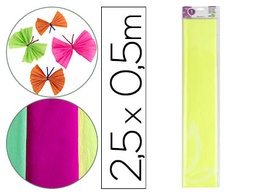 [CP36] PAPEL CRESPON LIDERPAPEL 50 CM X 2,5 M 34G/M2 AMARILLO FLUORESCENTE