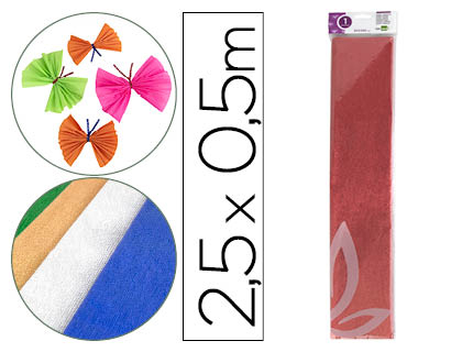 [CP23] PAPEL CRESPON LIDERPAPEL 50 CM X 2.5M METALIZADO ROJO