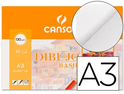 [C200403159] PAPEL DIBUJO BASIK 130 GR DIN A3 29,7X42 CM MINIPACK DE 10 HOJAS