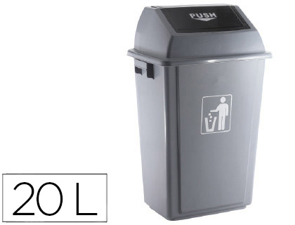 [KF16748] PAPELERA CONTENEDOR Q-CONNECT PLASTICO CON TAPA DE BALANCIN 20 LITROS GRIS 340X240X450 MM
